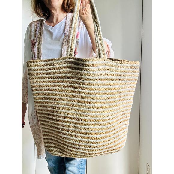 Nalini Extra large Jute Tote/Market/Beach Bag Tassels Boho - Picture 4 of 10